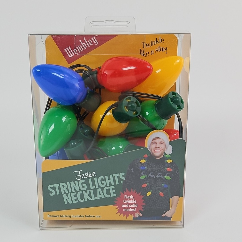 Festive String Lights Christmas‎ Necklace Flash Twinkle Solid Modes New